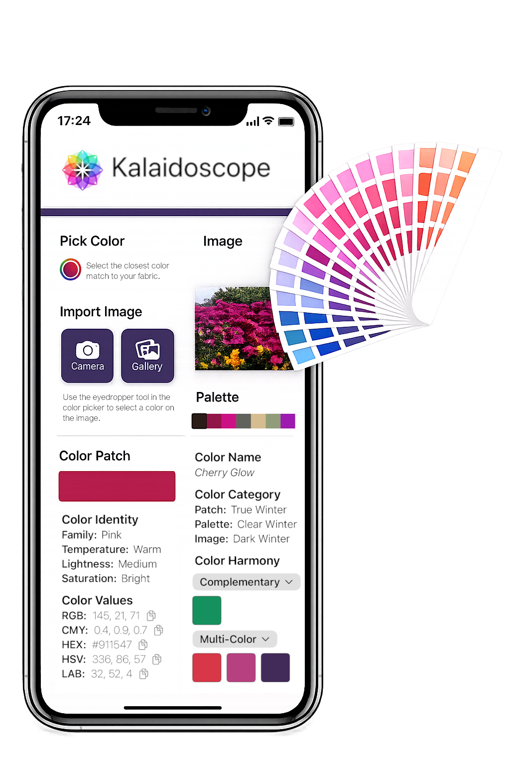 Kalaidoscope iOS app showing color season analysis